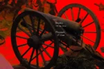 Closeup of Civil War cannon with text "Gettysburg Oct. 14, 2014. Photographs, A. Exxter."