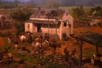 Painting of battle scene in Gettysburg.