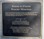 Closeup of plaque at the Friend to Friend Masonic Memorial.