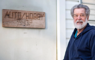 Masonic Village at Elizabethtown resident George Lyter outside the Auto/Hobby Club