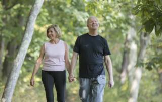 Couple walking on path in Dallas, PA