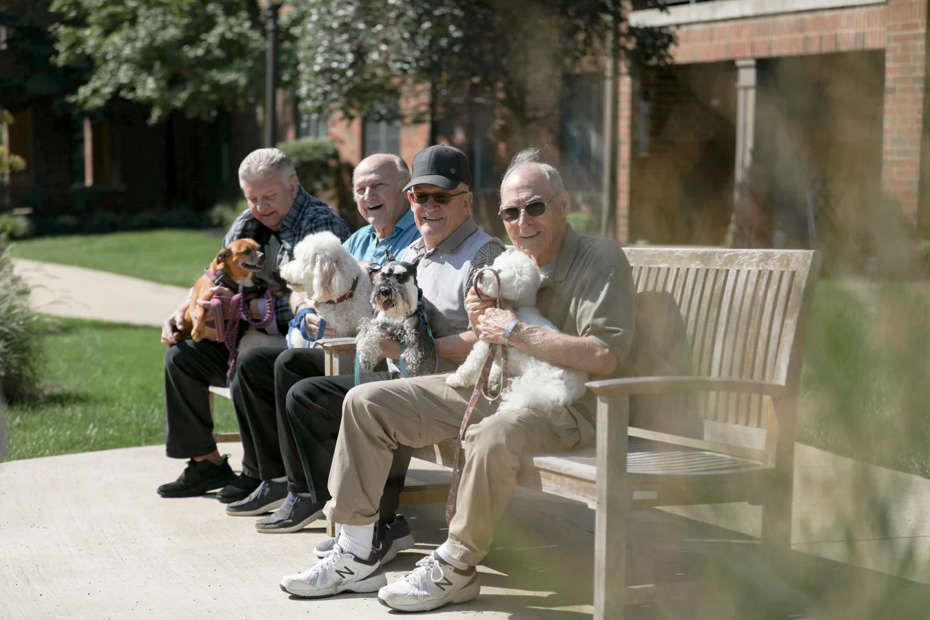 2V9A1501 Group of smiling men holding their dogs