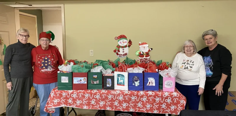 Masonic Village at Dallas residents collected money and purchased gift bags for residents of the Meadows Nursing Home
