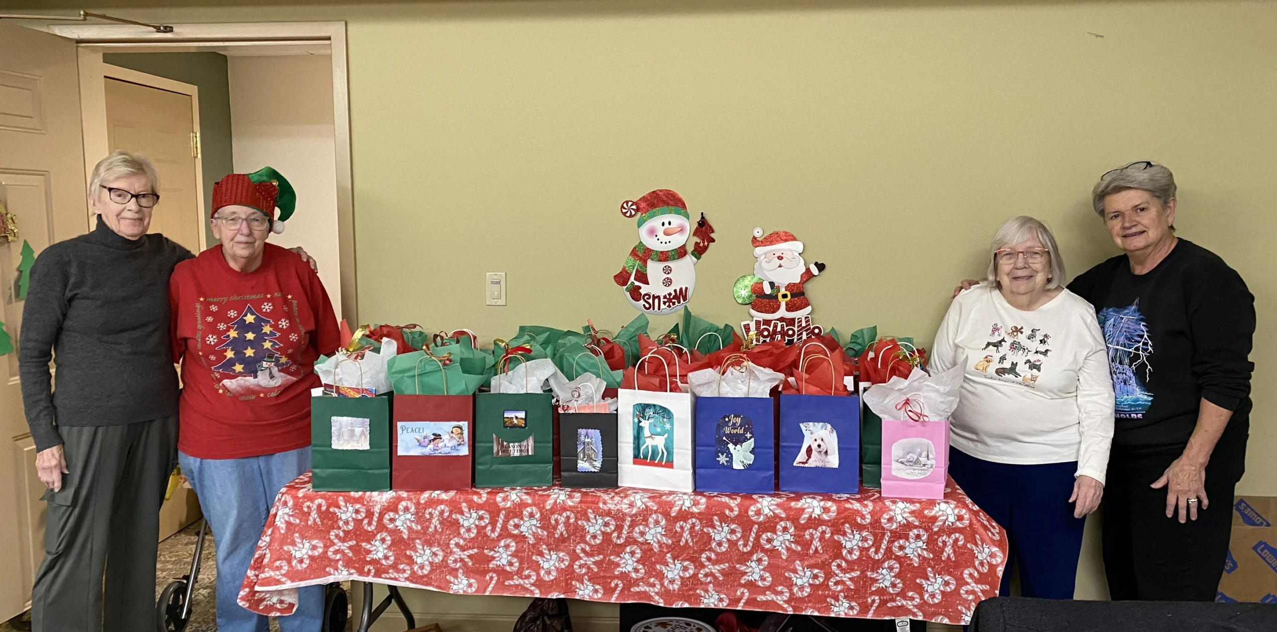 Masonic Village at Dallas residents collected money and purchased gift bags for residents of the Meadows Nursing Home
