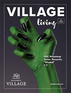 Sewickley Village Living cover featuring green hand with black nails.