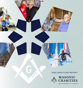 Gratitude report featuring images from each of Masonic Charities' organizations.